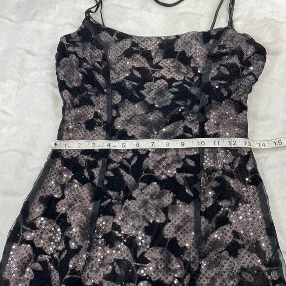 🔥VTG Y2K Fanny USA Whimsy Flocked Burnout Sequins Prom Evening Party Dress XS/S - Picture 14 of 16